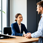 Home 18 Empathetic Leadership**
"A professional manager in a well-lit office, actively listening to a team member who is fully clothed in business casual attire. The scene depicts a supportive conversation with eye contact and positive body language. Background includes a modern office setting with plants and natural light. Perfect anatomy, correct proportions, natural pose, well-formed hands, proper finger count, safe for work, appropriate content, fully clothed, professional, modest, family-friendly."
**